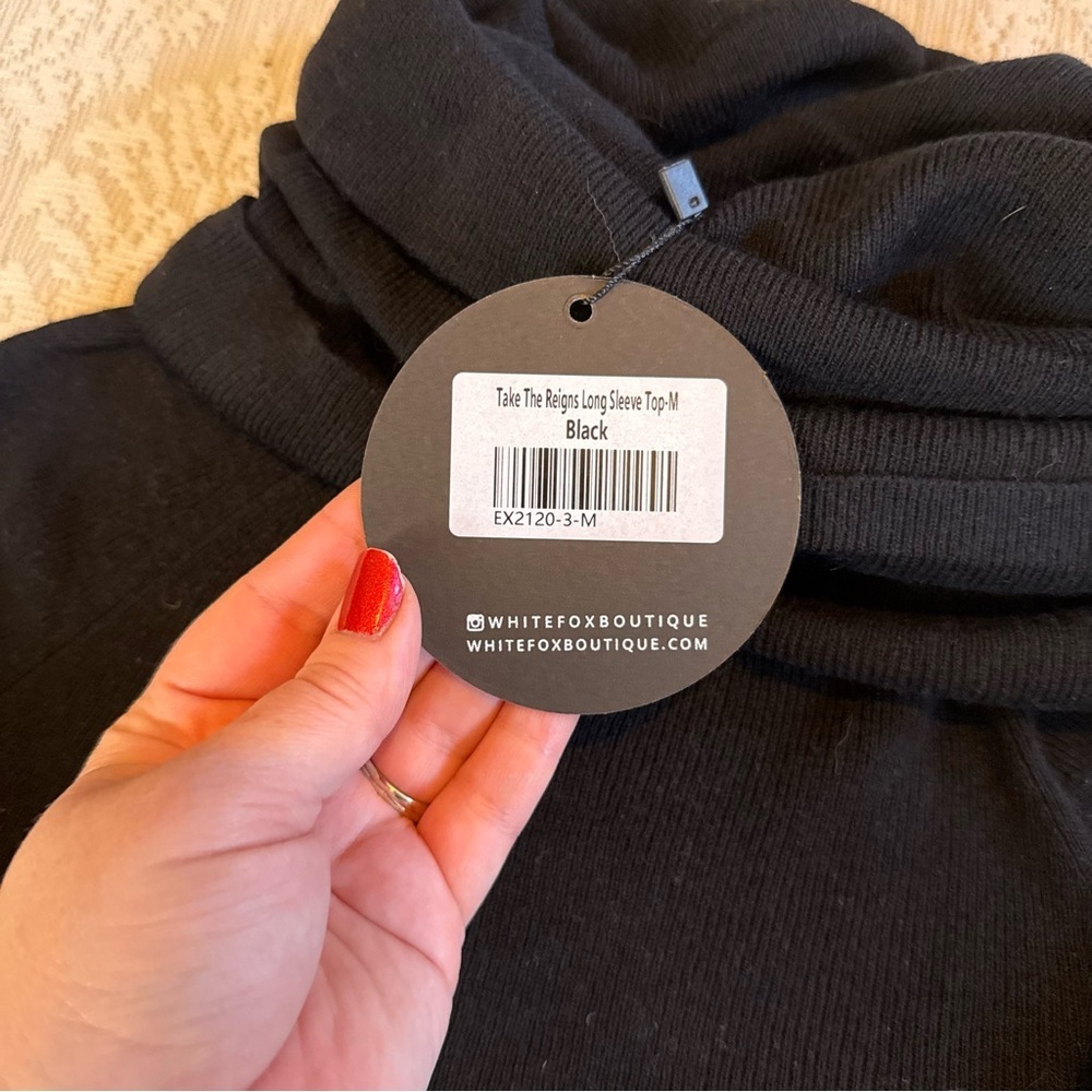 NWT White Fox Take the Reigns long sleeve off the shoulder top - Picture 3 of 8